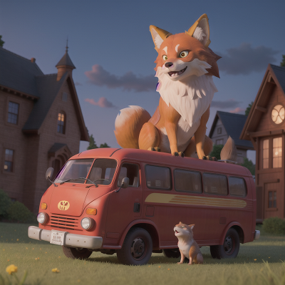 Image For Post Anime, bus, fox, turtle, werewolf, museum, HD, 4K, AI Generated Art