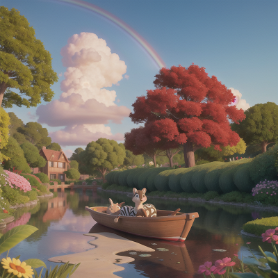 Image For Post Anime, park, zebra, rainbow, garden, boat, HD, 4K, AI Generated Art