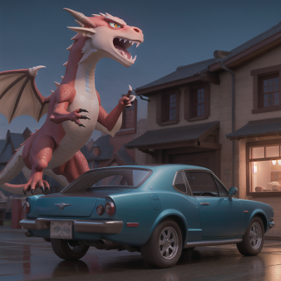 Image For Post Anime, moonlight, bakery, dragon, fighting, car, HD, 4K, AI Generated Art