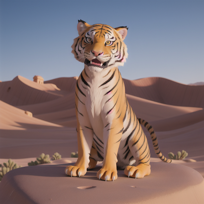 Image For Post Anime, surprise, desert, museum, tiger, space, HD, 4K, AI Generated Art