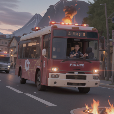 Image For Post Anime, time machine, police officer, volcano, bus, dancing, HD, 4K, AI Generated Art