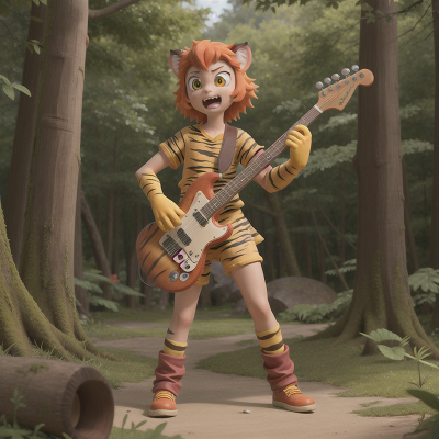 Image For Post Anime, confusion, chimera, enchanted forest, electric guitar, sabertooth tiger, HD, 4K, AI Generated Art