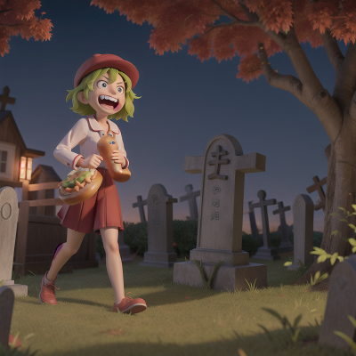 Image For Post Anime, suspicion, laughter, haunted graveyard, anger, hot dog stand, HD, 4K, AI Generated Art