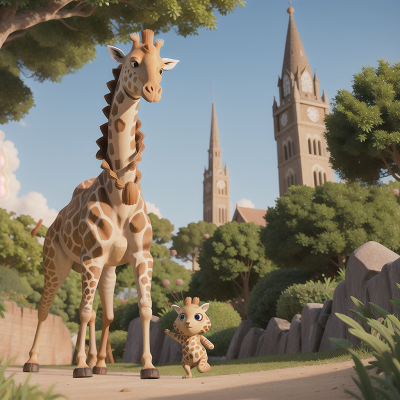 Image For Post Anime, giraffe, mummies, park, tower, island, HD, 4K, AI Generated Art