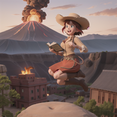 Image For Post Anime, book, wild west town, jumping, volcano, market, HD, 4K, AI Generated Art