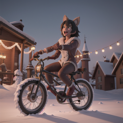 Image For Post Anime, werewolf, snow, carnival, bicycle, elephant, HD, 4K, AI Generated Art