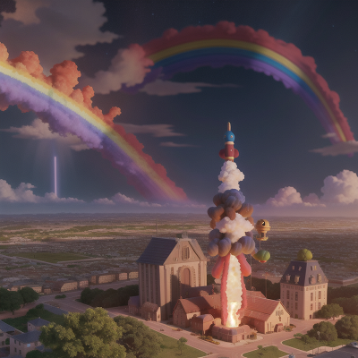 Image For Post Anime, rainbow, rocket, treasure, ogre, city, HD, 4K, AI Generated Art