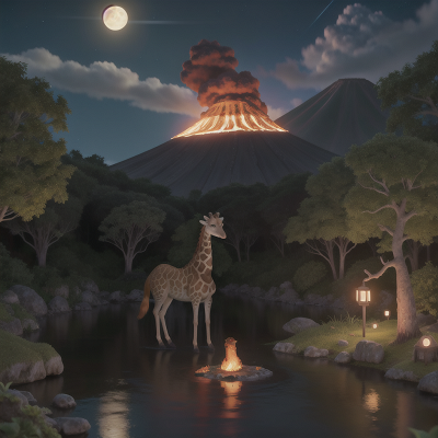 Image For Post Anime, volcano, moonlight, swamp, artificial intelligence, giraffe, HD, 4K, AI Generated Art