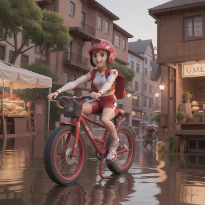 Image For Post Anime, flood, cyborg, flying carpet, market, bicycle, HD, 4K, AI Generated Art