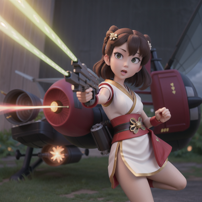 Image For Post Anime, helicopter, force field, fairy dust, laser gun, geisha, HD, 4K, AI Generated Art