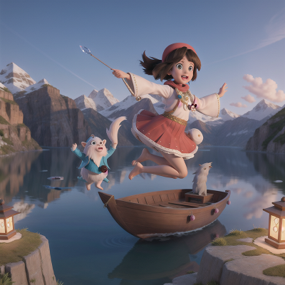 Image For Post Anime, yeti, flying carpet, jumping, boat, crystal, HD, 4K, AI Generated Art