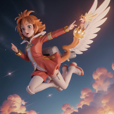 Image For Post Anime, spaceship, phoenix, dog, jumping, princess, HD, 4K, AI Generated Art