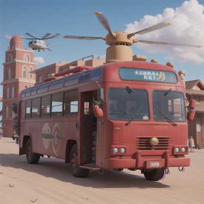 Image For Post Anime, bus, helicopter, wild west town, carnival, laser gun, HD, 4K, AI Generated Art