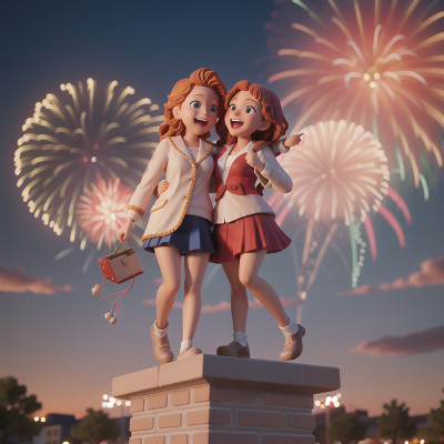 Image For Post Anime, statue, fireworks, laughter, romance, school, HD, 4K, AI Generated Art