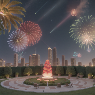 Image For Post Anime, skyscraper, accordion, fireworks, garden, meteor shower, HD, 4K, AI Generated Art