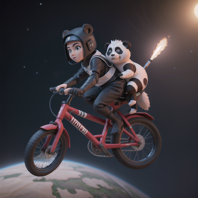 Image For Post Anime, space, knights, ninja, panda, bicycle, HD, 4K, AI Generated Art