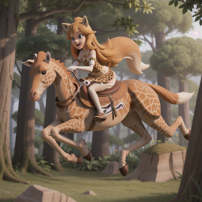 Image For Post Anime, fox, fog, princess, jumping, giraffe, HD, 4K, AI Generated Art