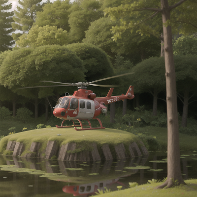 Image For Post Anime, helicopter, forest, castle, virtual reality, swamp, HD, 4K, AI Generated Art