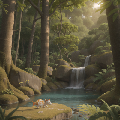 Image For Post Anime, king, forest, sunrise, jungle, fish, HD, 4K, AI Generated Art