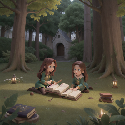 Image For Post Anime, betrayal, forest, spell book, castle, flute, HD, 4K, AI Generated Art
