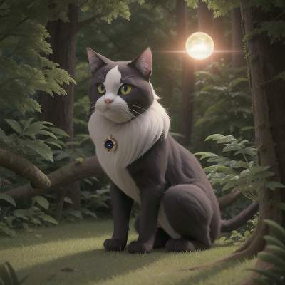 Image For Post Anime, forest, ghostly apparition, solar eclipse, cat, force field, HD, 4K, AI Generated Art