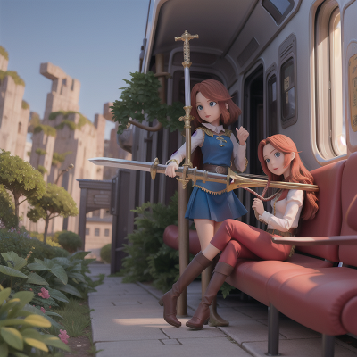 Image For Post Anime, harp, knight, earthquake, sword, train, HD, 4K, AI Generated Art