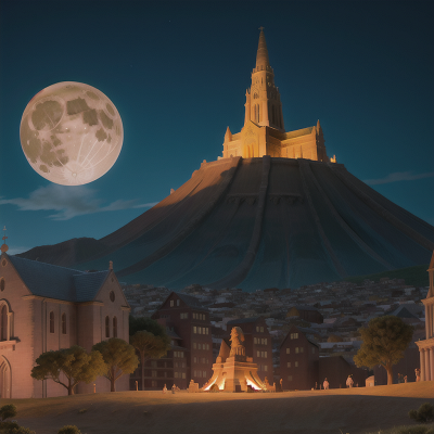 Image For Post Anime, cathedral, sphinx, werewolf, volcano, moonlight, HD, 4K, AI Generated Art