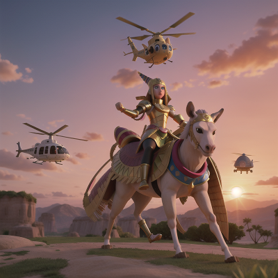 Image For Post Anime, pharaoh, knights, sunset, turtle, helicopter, HD, 4K, AI Generated Art