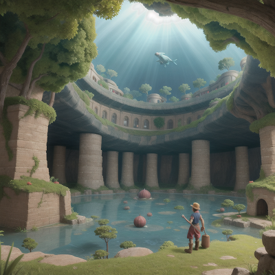 Image For Post Anime, farmer, dragon, force field, underwater city, forest, HD, 4K, AI Generated Art