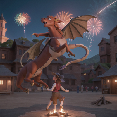 Image For Post Anime, fireworks, cowboys, airplane, dragon, betrayal, HD, 4K, AI Generated Art