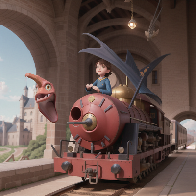 Image For Post Anime, train, museum, pterodactyl, bicycle, medieval castle, HD, 4K, AI Generated Art