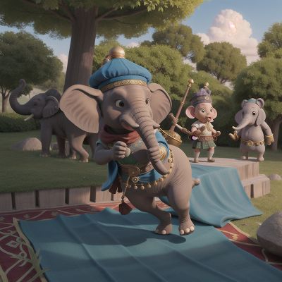 Image For Post Anime, elephant, success, flying carpet, wizard's hat, bagpipes, HD, 4K, AI Generated Art