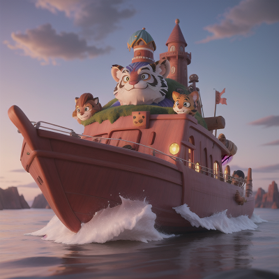 Image For Post Anime, wizard's hat, crystal, tiger, boat, ogre, HD, 4K, AI Generated Art