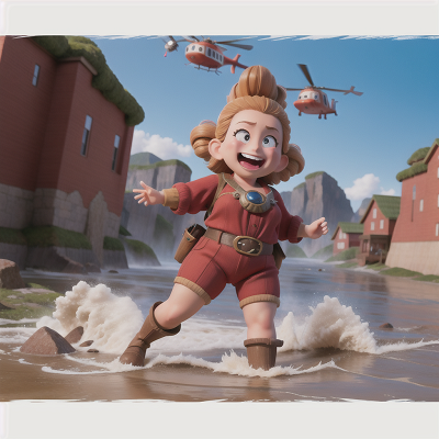 Image For Post Anime, laughter, tsunami, helicopter, dwarf, wild west town, HD, 4K, AI Generated Art