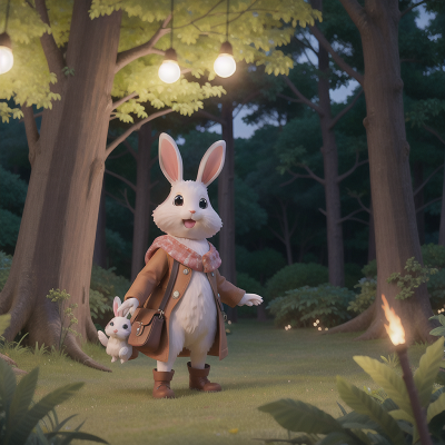 Image For Post Anime, celebrating, rabbit, confusion, enchanted forest, meteor shower, HD, 4K, AI Generated Art