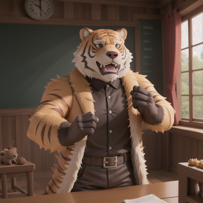 Image For Post Anime, bear, sabertooth tiger, castle, teacher, king, HD, 4K, AI Generated Art
