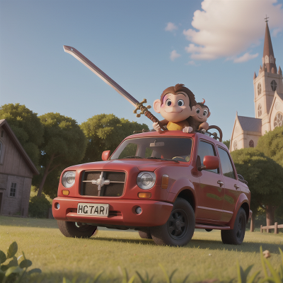 Image For Post Anime, cathedral, monkey, farm, car, sword, HD, 4K, AI Generated Art