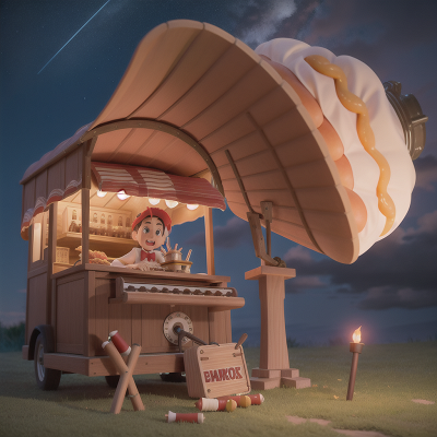 Image For Post Anime, meteor shower, accordion, trumpet, vampire's coffin, hot dog stand, HD, 4K, AI Generated Art