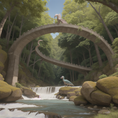 Image For Post Anime, river, yeti, pterodactyl, temple, forest, HD, 4K, AI Generated Art