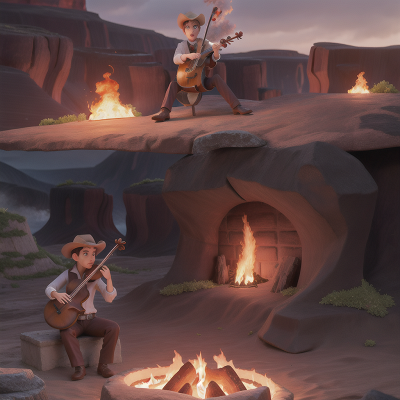 Image For Post Anime, violin, doctor, cowboys, wind, lava, HD, 4K, AI Generated Art