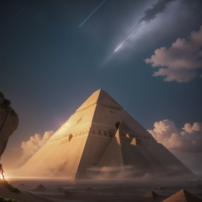 Image For Post Anime, pyramid, meteor shower, flood, sandstorm, cathedral, HD, 4K, AI Generated Art