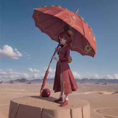 Image For Post Anime, villain, city, carnival, umbrella, desert, HD, 4K, AI Generated Art