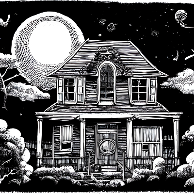 Image For Post | AI drawing of Gahan Wilson's Ultimate Haunted House