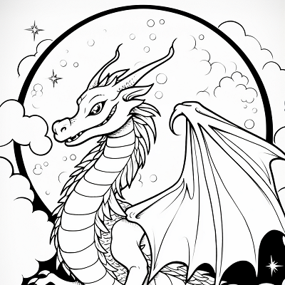 Image For Post Graceful Dragon Moonlit Flight - Printable Coloring Page