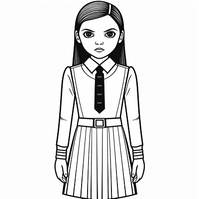 Image For Post | Wednesday Addams in a simple and stylized design; clean lines and large shapes. printable coloring page, black and white, free download - [Wednesday Addams Coloring Pages ](https://hero.page/coloring/wednesday-addams-coloring-pages-kids-and-adult-relaxation)