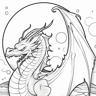 Image For Post Lunar Embrace Dragon under the Moon - Printable Coloring Page