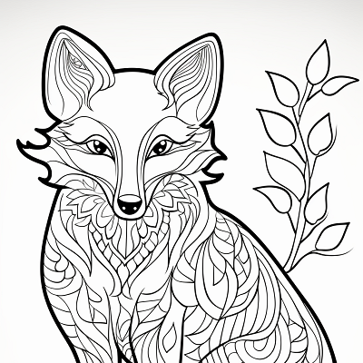 Image For Post Detailed Fox Imagery Floral Features - Printable Coloring Page
