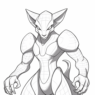 Image For Post | Nimble and dynamic representation of Mewtwo; bold outlines with marked details. printable coloring page, black and white, free download - [Cool Drawings of Pokemon Coloring Pages ](https://hero.page/coloring/cool-drawings-of-pokemon-coloring-pages-kids-and-adults-fun)