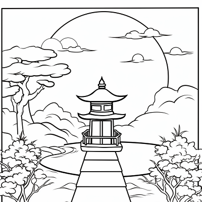 Image For Post Tranquil Zen Garden View - Printable Coloring Page
