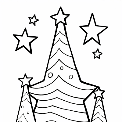 Image For Post Festive Fir under the Stars - Printable Coloring Page